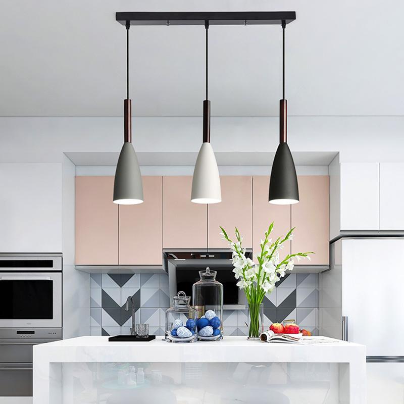 Modern Pendant Light Set with Wood Accents