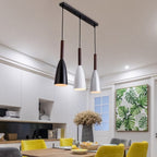 Modern Pendant Light Set with Wood Accents