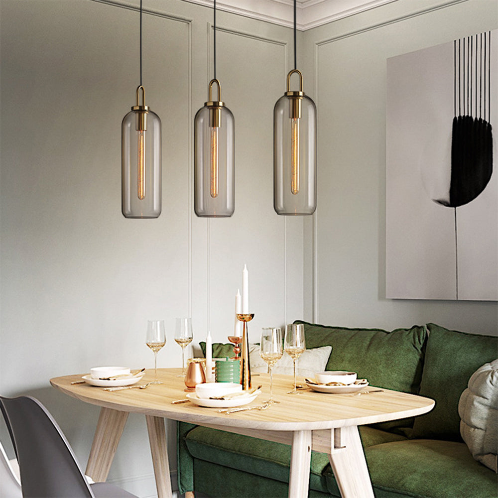 Glass Pendant Light with Brass Hardware