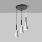 Modern Pendant Light Set with Wood Accents 3 Round White