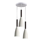 Modern Pendant Light Set with Wood Accents 3 Round Matte White