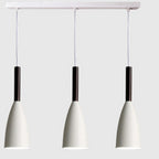 Modern Pendant Light Set with Wood Accents 3 Rectangular Matte White