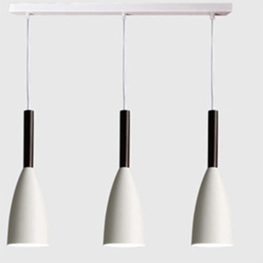 Modern Pendant Light Set with Wood Accents 3 Rectangular Matte White