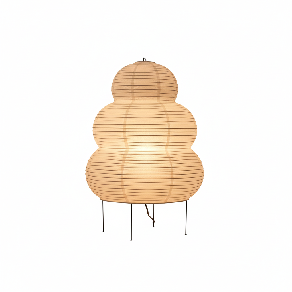 Paper Lantern Floor Lamp with Tiered Spheres
