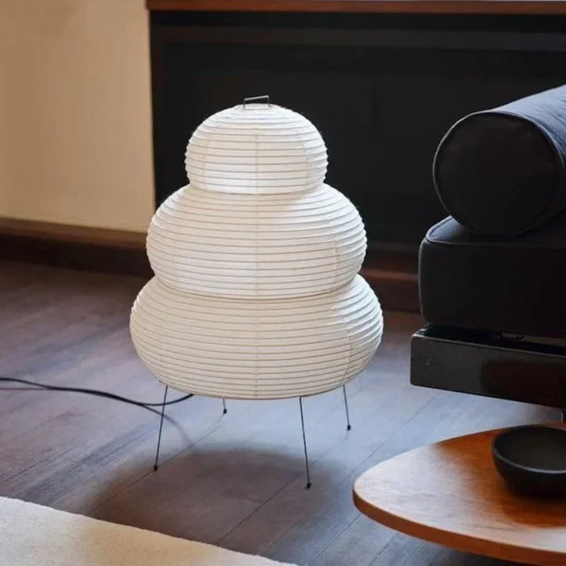 Paper Lantern Floor Lamp with Tiered Spheres