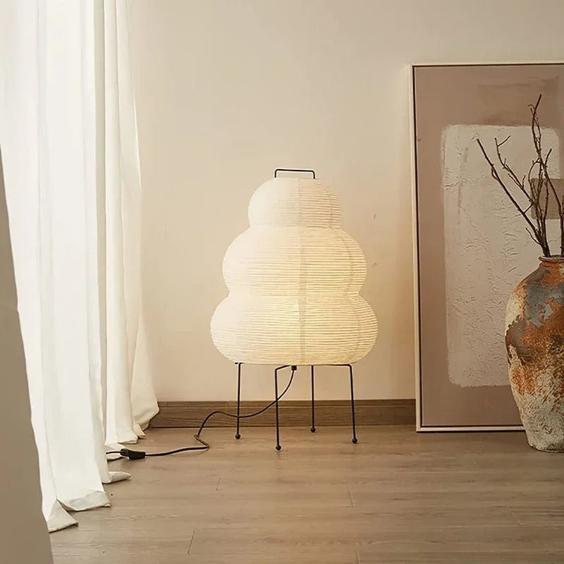 Paper Lantern Floor Lamp with Tiered Spheres