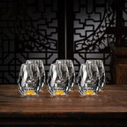 Crystal Whisky Glasses with Gold Flakes - Handcrafted Set