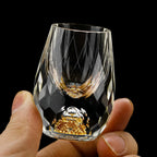 Crystal Whisky Glasses with Gold Flakes - Handcrafted Set Set of 2 A