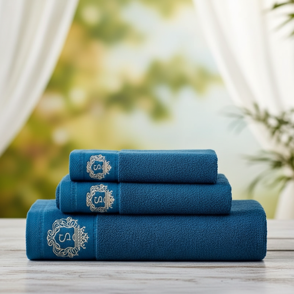 Luxury Bath Towel Set with Embroidered Border
