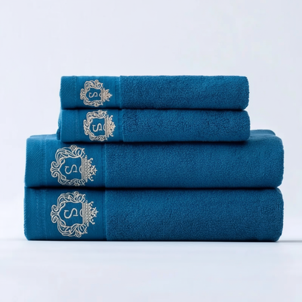 Luxury Bath Towel Set with Embroidered Border
