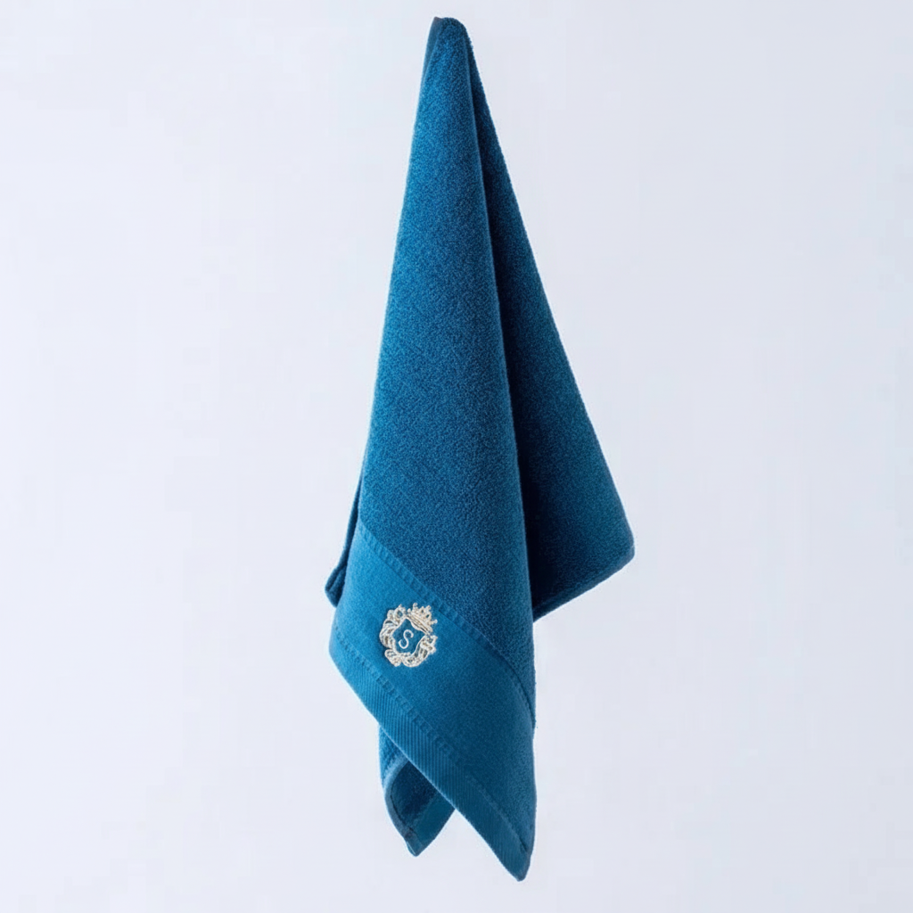 Luxury Bath Towel Set with Embroidered Border 13.8 × 29.5 in