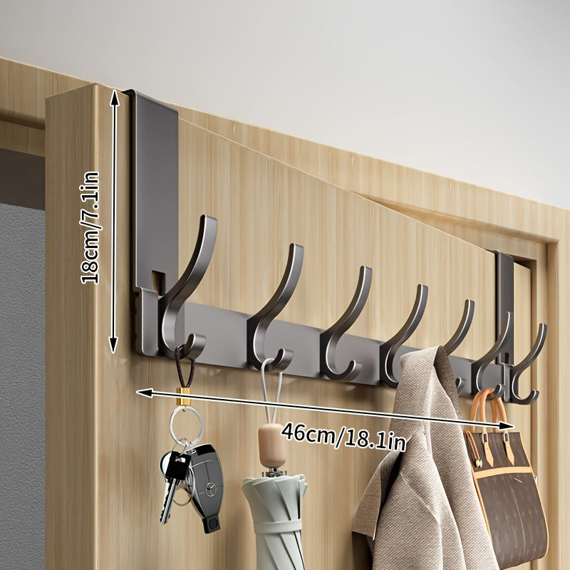 Over-Door Hook Rack - No-Drill Aluminum Organizer