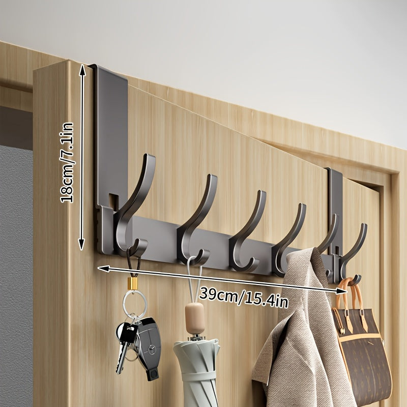 Over-Door Hook Rack - No-Drill Aluminum Organizer