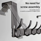Over-Door Hook Rack - No-Drill Aluminum Organizer