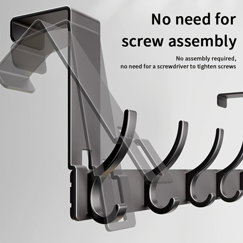 Over-Door Hook Rack - No-Drill Aluminum Organizer