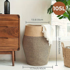 Woven Laundry Basket with Open Top Design