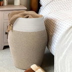 Woven Laundry Basket with Open Top Design Light Brown