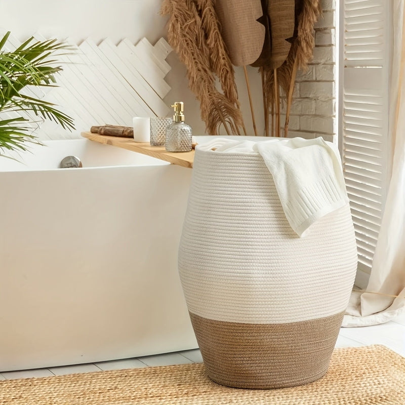 Woven Laundry Basket with Open Top Design