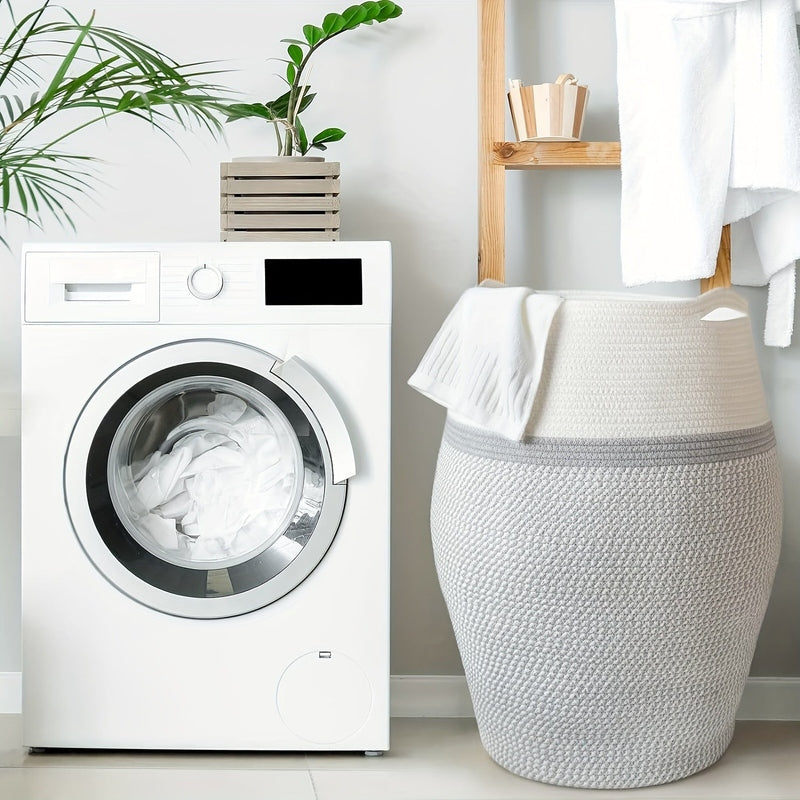 Woven Laundry Basket with Open Top Design