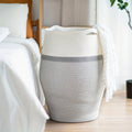 Woven Laundry Basket with Open Top Design Gray