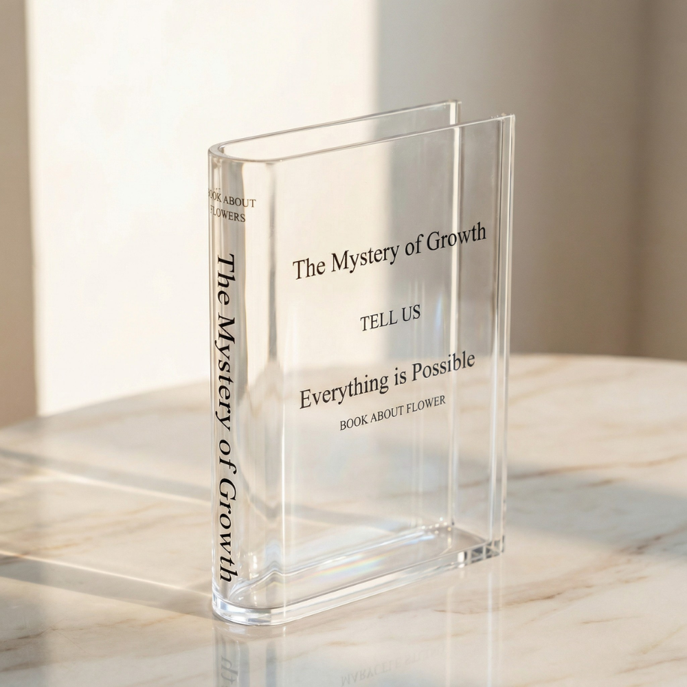 Clear Acrylic Book Vase for Fresh Flowers