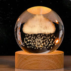 3D Crystal Ball Night Light with LED Base Rain Cloud
