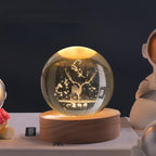 3D Crystal Ball Night Light with LED Base Reindeer
