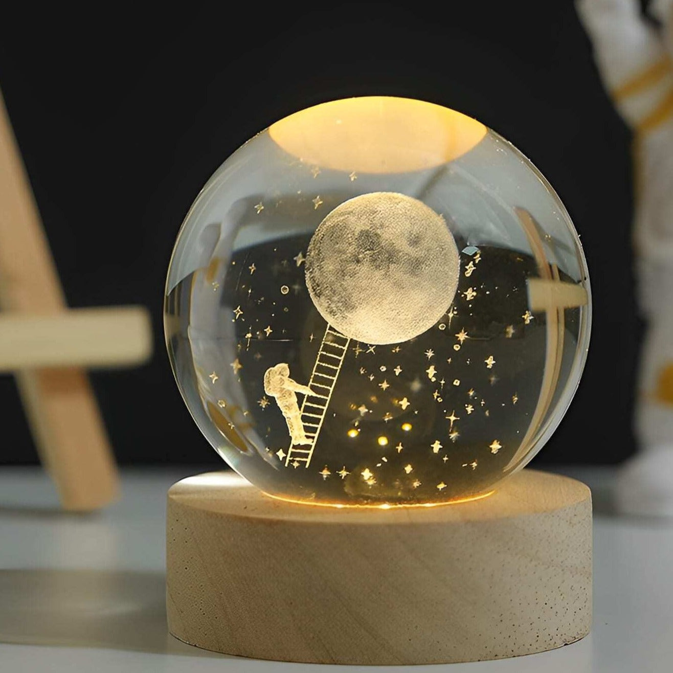 3D Crystal Ball Night Light with LED Base Ladder to Heaven