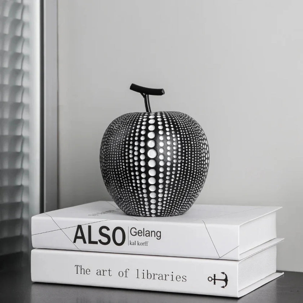 Modern Apple Sculpture with Dot Pattern