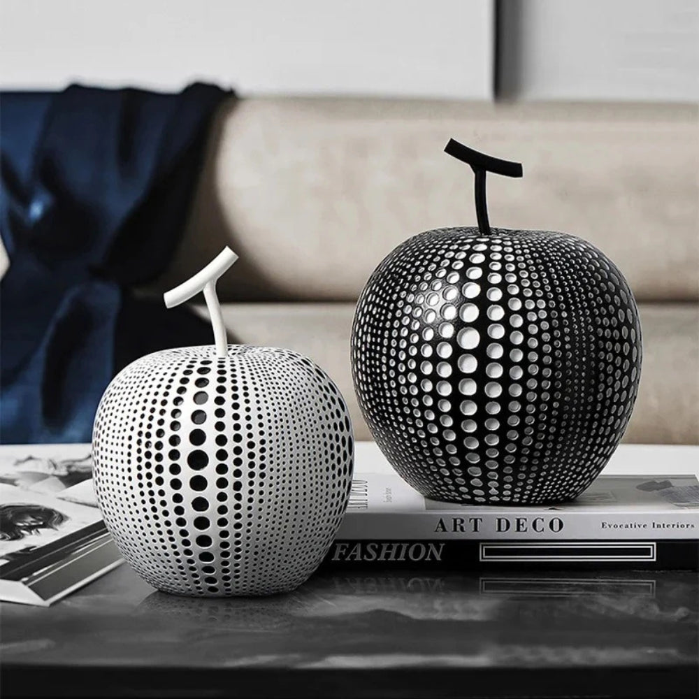 Modern Apple Sculpture with Dot Pattern