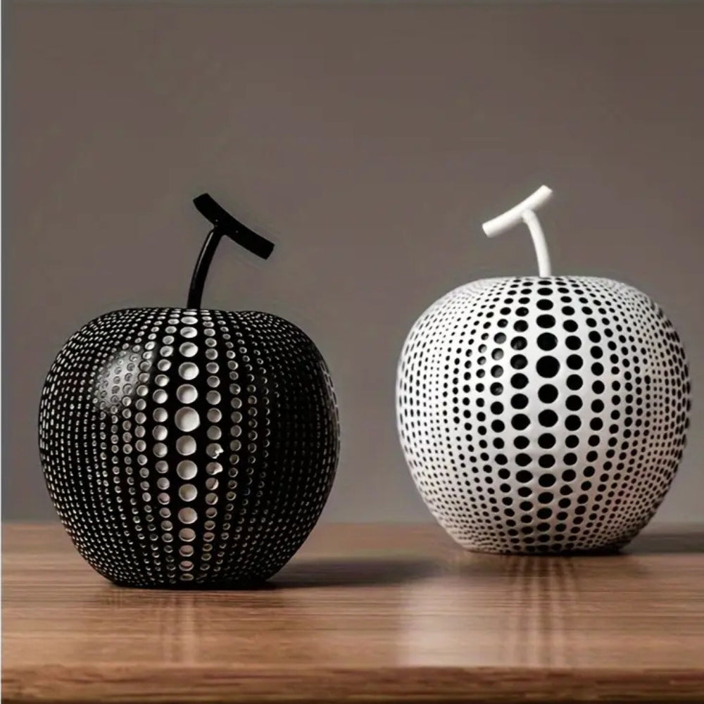 Modern Apple Sculpture with Dot Pattern
