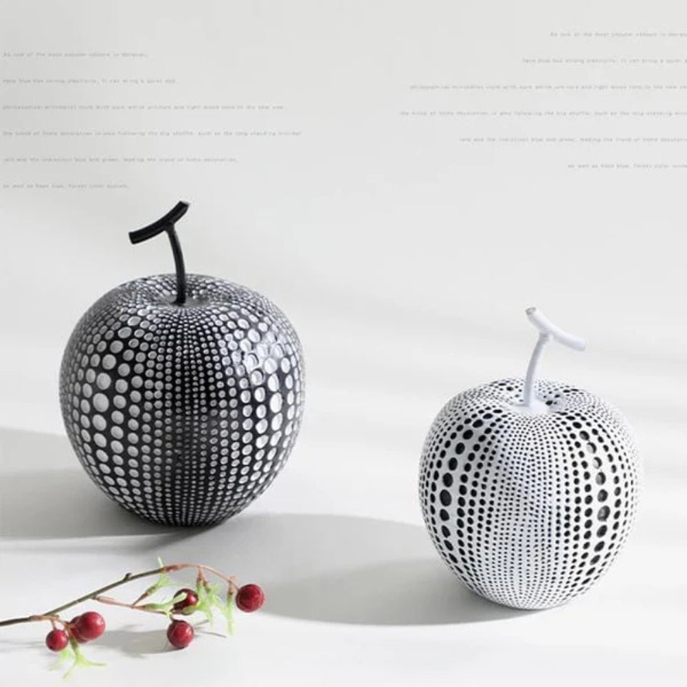 Modern Apple Sculpture with Dot Pattern