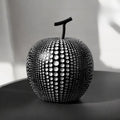 Modern Apple Sculpture with Dot Pattern Black Elegance
