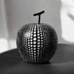 Modern Apple Sculpture with Dot Pattern Black Elegance