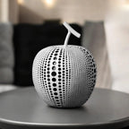 Modern Apple Sculpture with Dot Pattern Ivory Grace