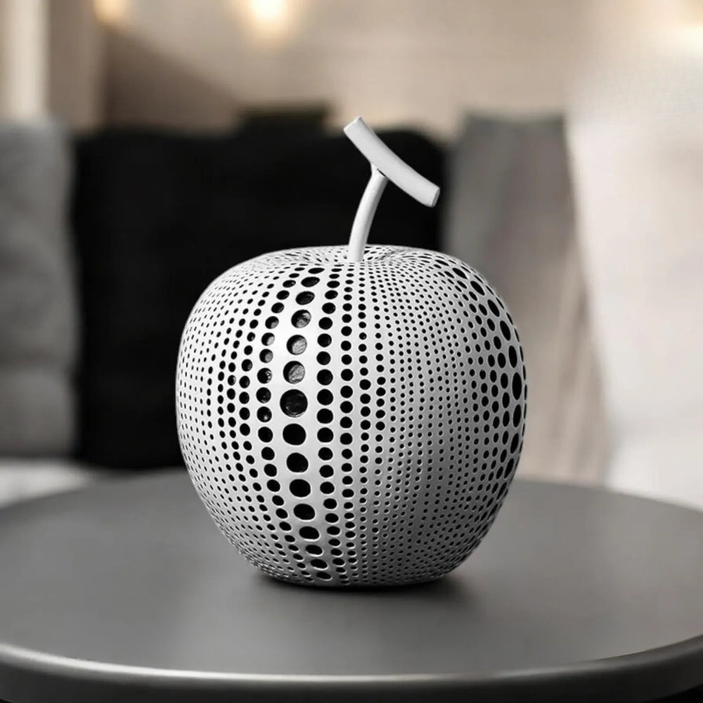 Modern Apple Sculpture with Dot Pattern Ivory Grace