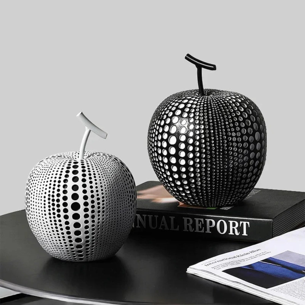 Modern Apple Sculpture with Dot Pattern