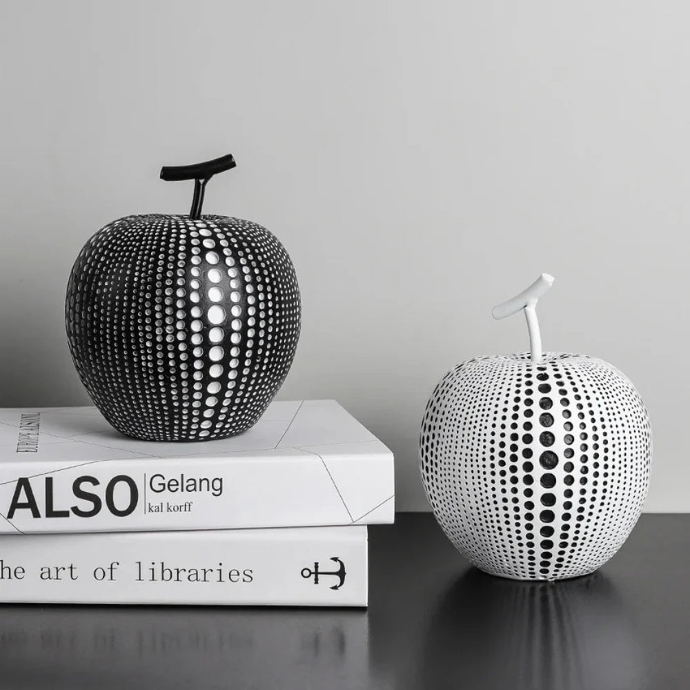 Modern Apple Sculpture with Dot Pattern