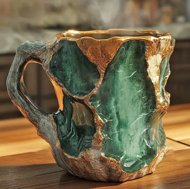 Gemstone-Inspired Coffee Mugs with Natural Crystal Patterns