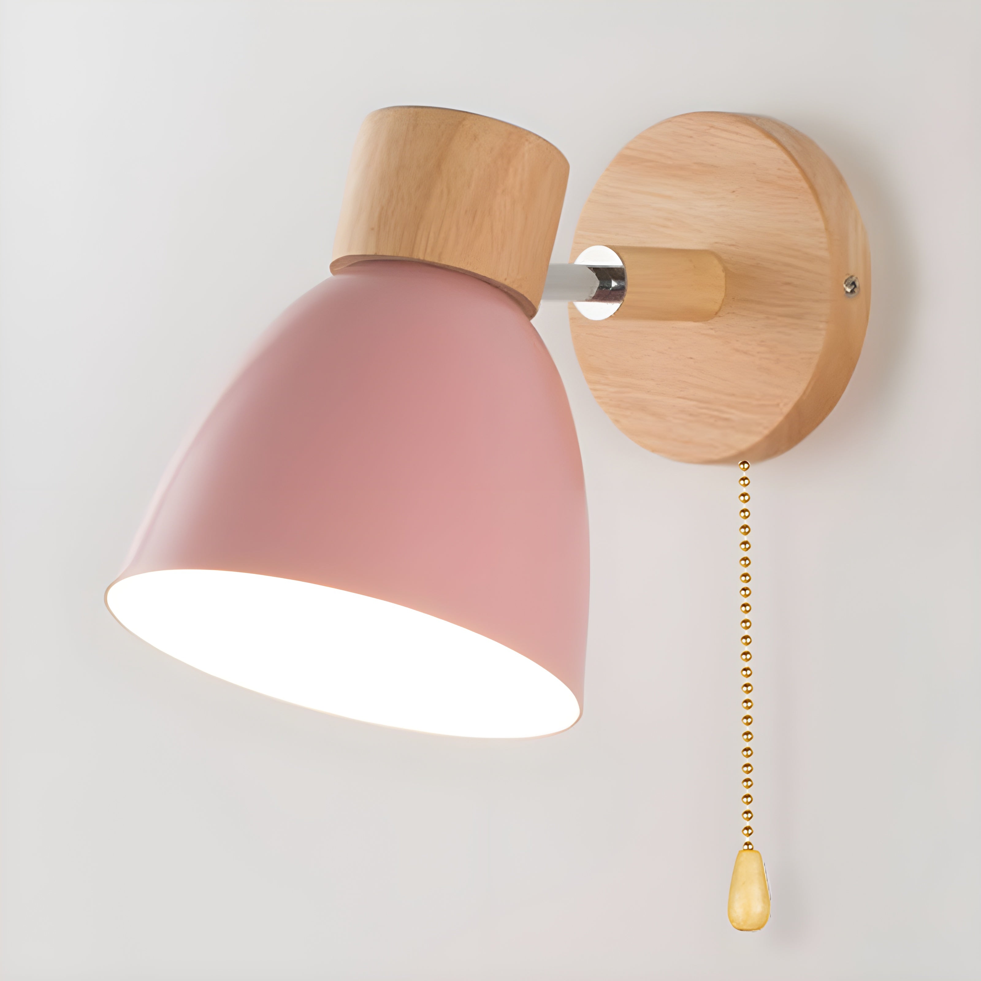 Nordic Wall Sconce with Wood Base and Switch