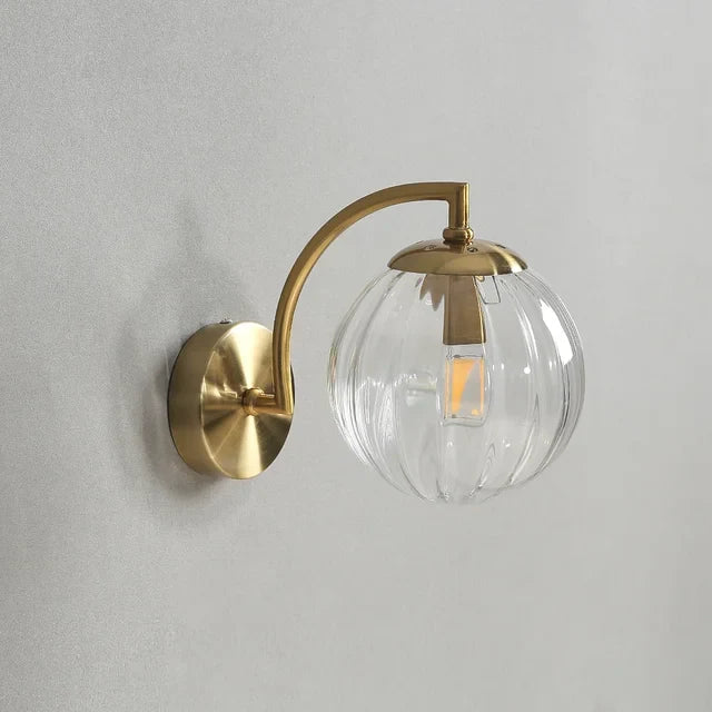Modern Glass Wall Sconce with Curved Arm