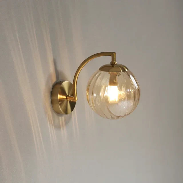 Modern Glass Wall Sconce with Curved Arm