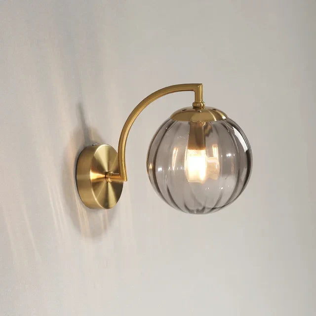 Modern Glass Wall Sconce with Curved Arm