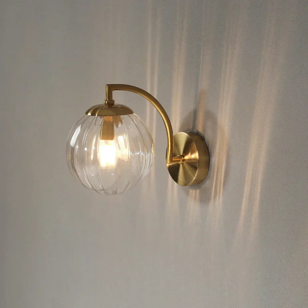 Modern Glass Wall Sconce with Curved Arm