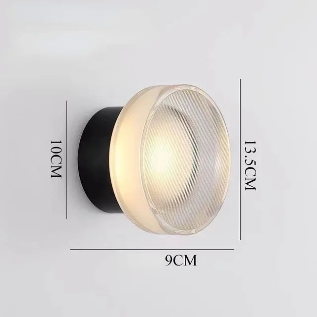 Round LED Wall Light with Glass Shade