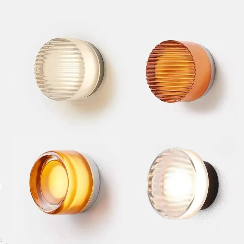 Round LED Wall Light with Glass Shade