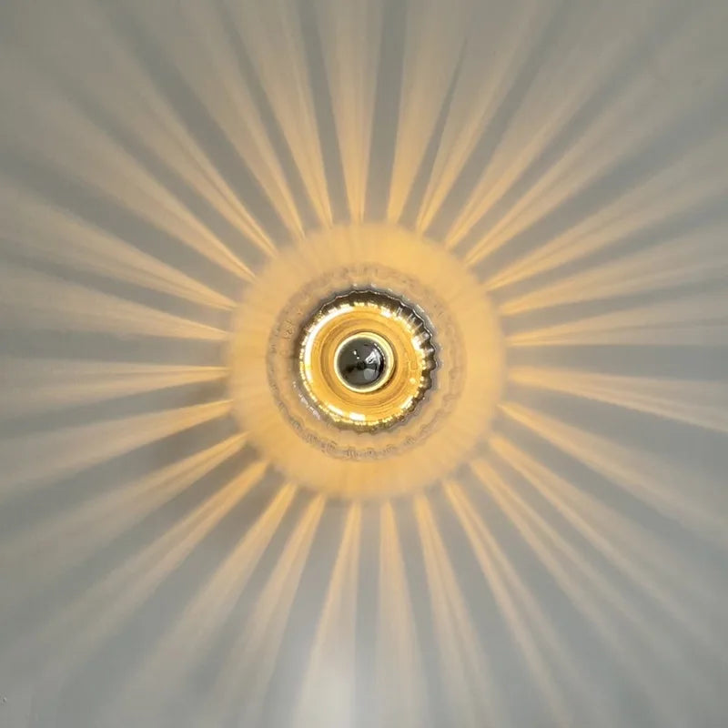 Scandinavian Glass Wall Light with Radial Pattern
