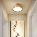Round Wood Ceiling Light with LED Panel Type A