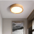 Round Wood Ceiling Light with LED Panel Type B