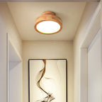 Round Wood Ceiling Light with LED Panel